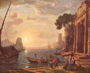 Puerto al atardecer de Claude Lorrain